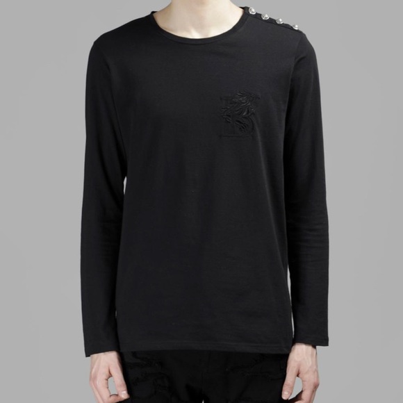 Balmain FW 2017 Black Lion Embroidery Tee - Picture 2 of 14